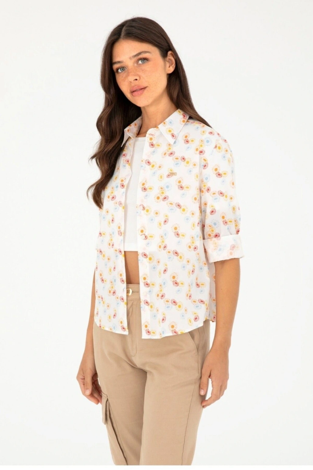 Kadın Kiremit Uzun Kollu Gömlek