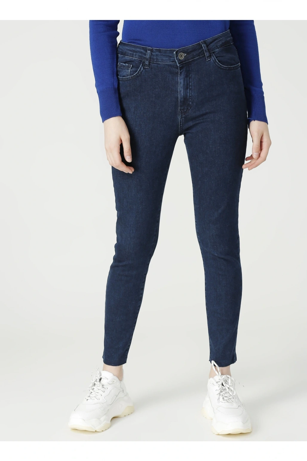 Kadın Koyu Mavi Denim Pantolon