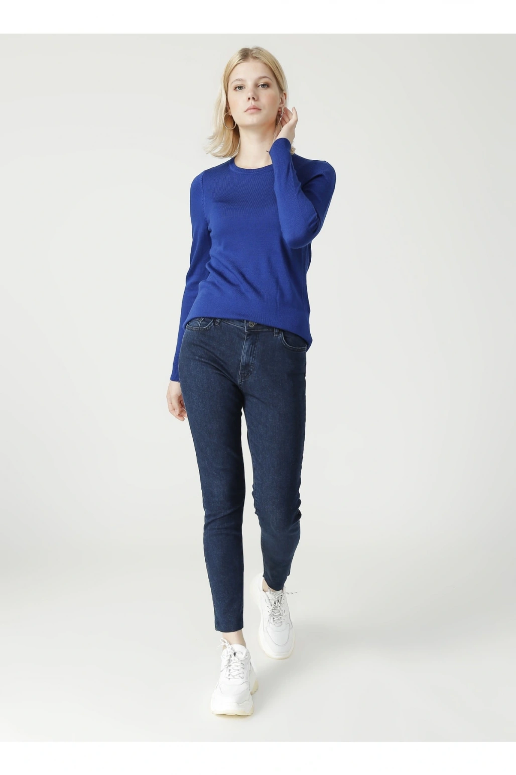 Kadın Koyu Mavi Denim Pantolon