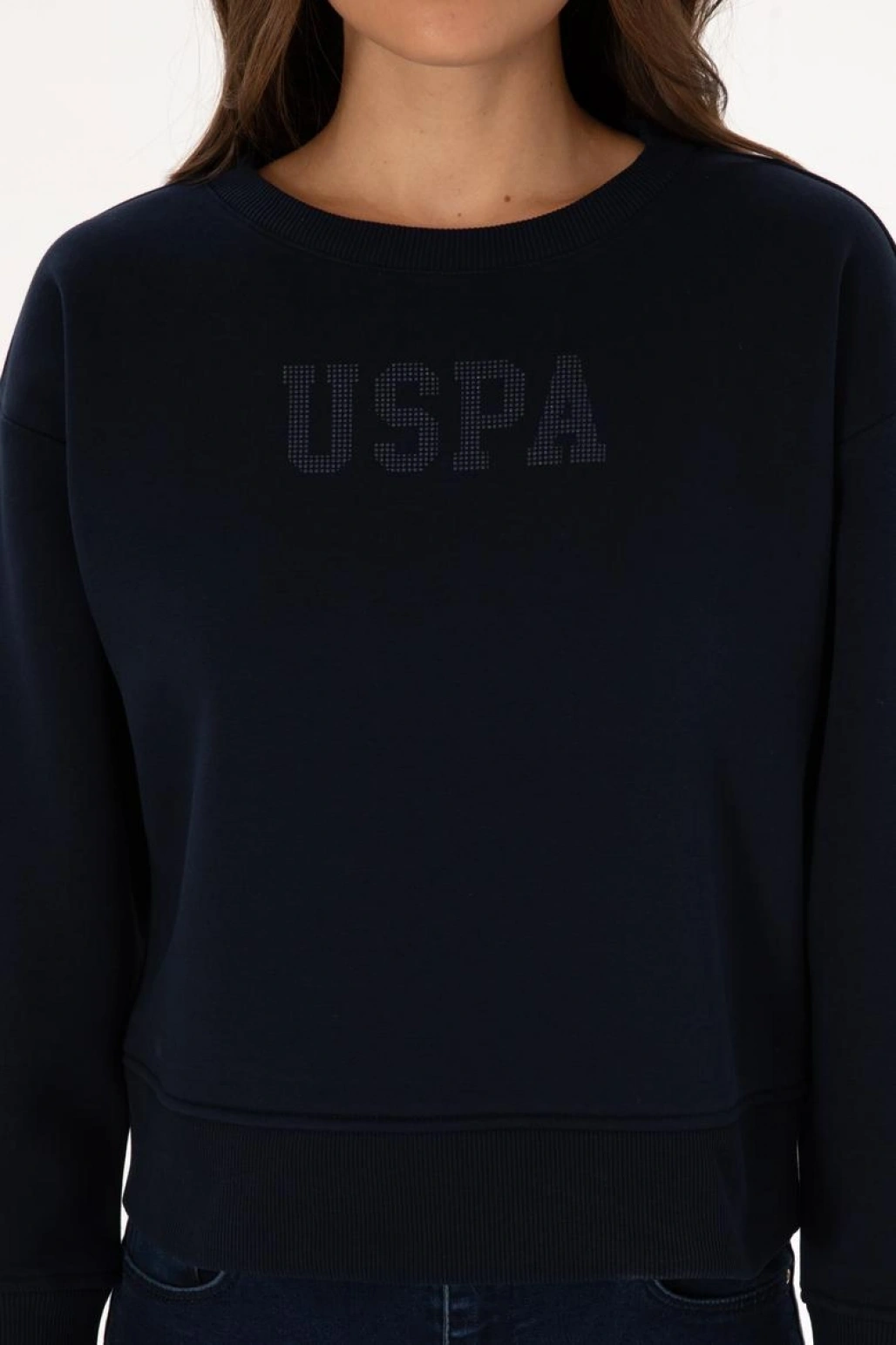 Kadın Lacivert Bisiklet Yaka Basic Sweatshirt