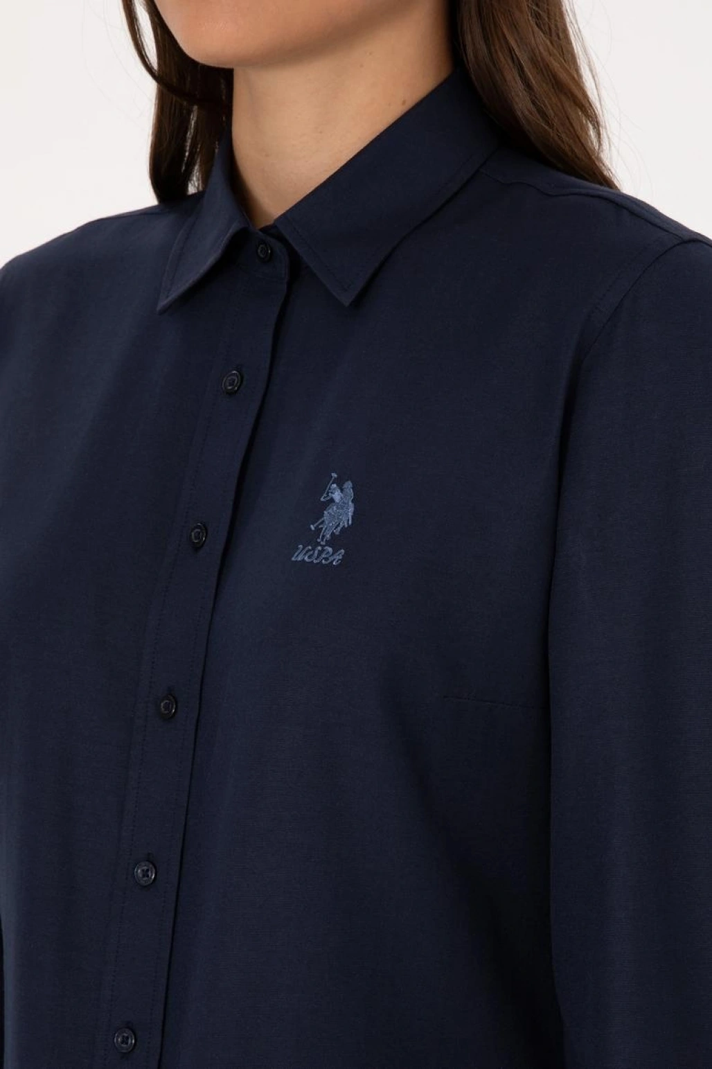 Kadın Lacivert Uzun Kollu Basic Gömlek