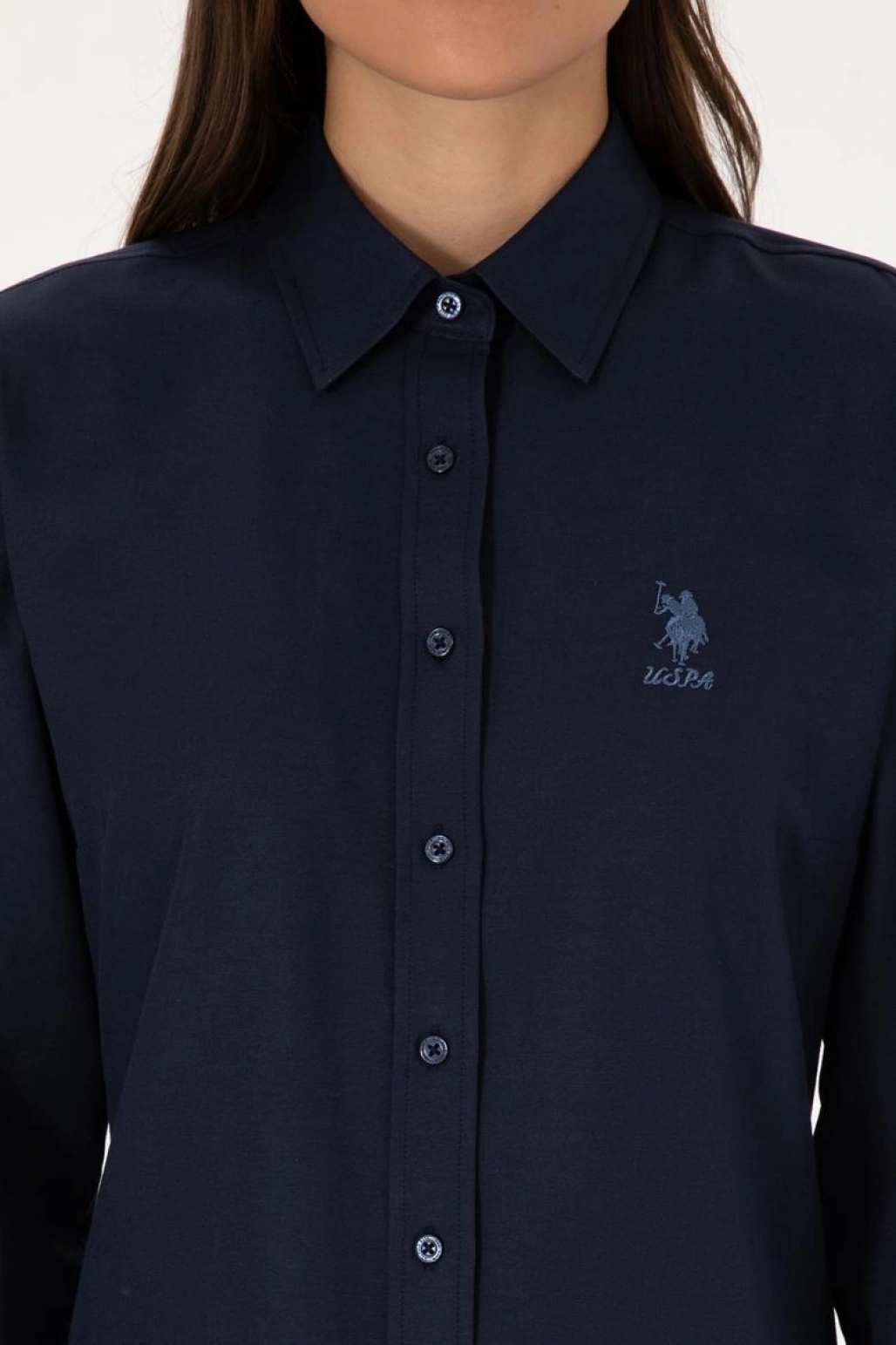 Kadın Lacivert Uzun Kollu Basic Gömlek