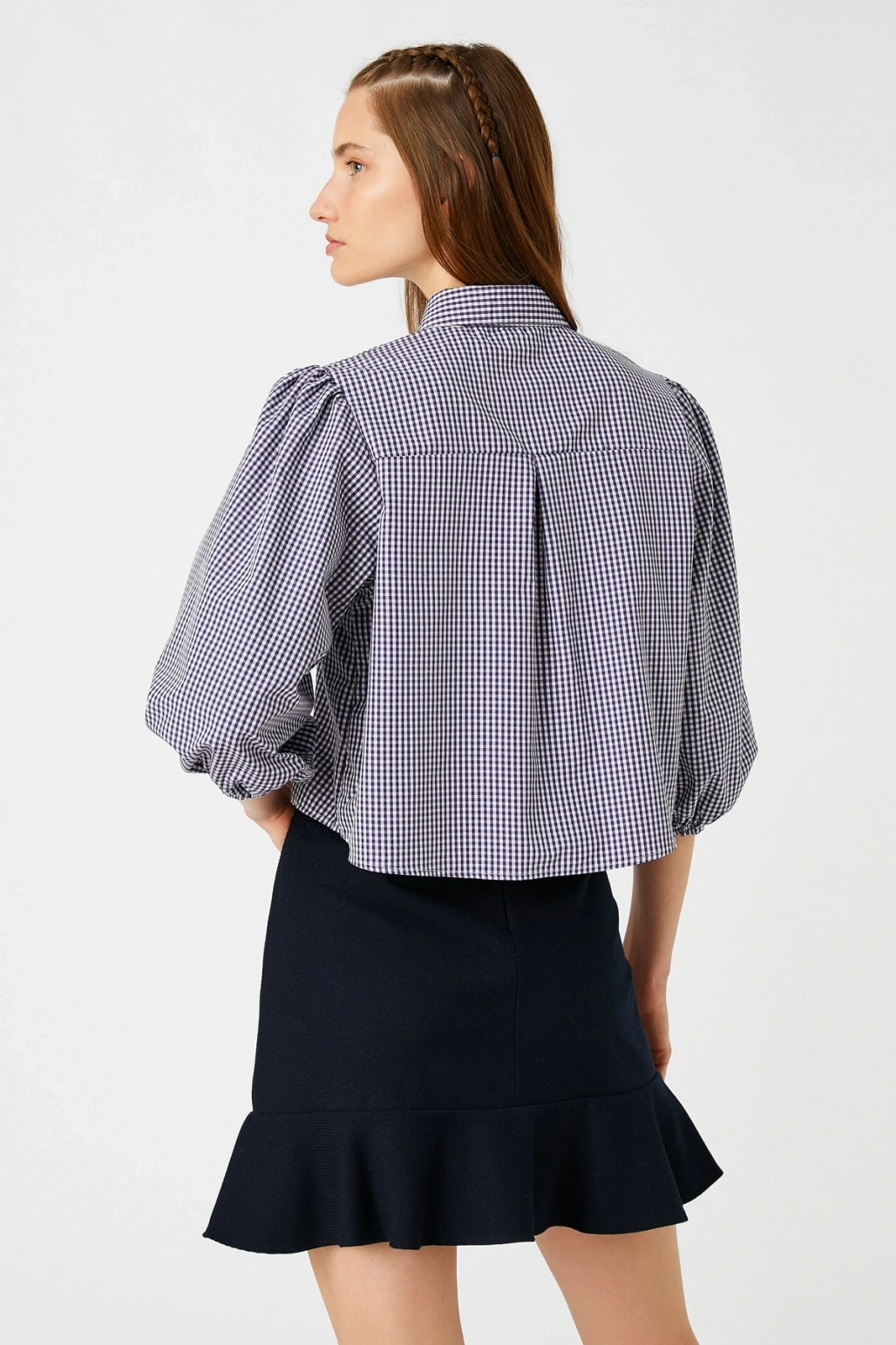 Kadın Mor Ekose Gömlek 3WAL60006IW