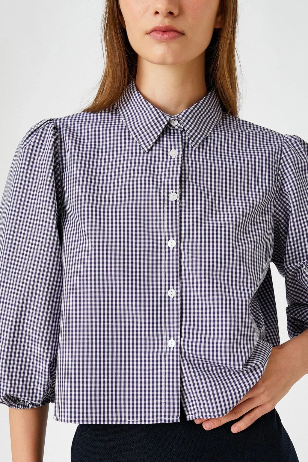 Kadın Mor Ekose Gömlek 3WAL60006IW