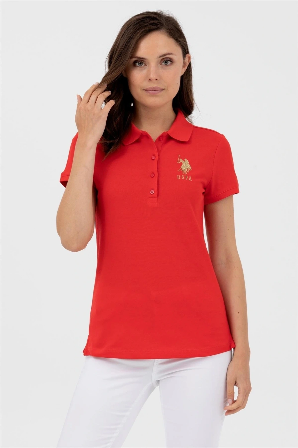 Kadın Polo Yaka Armalı T-shirt 1567889 Kırmızı