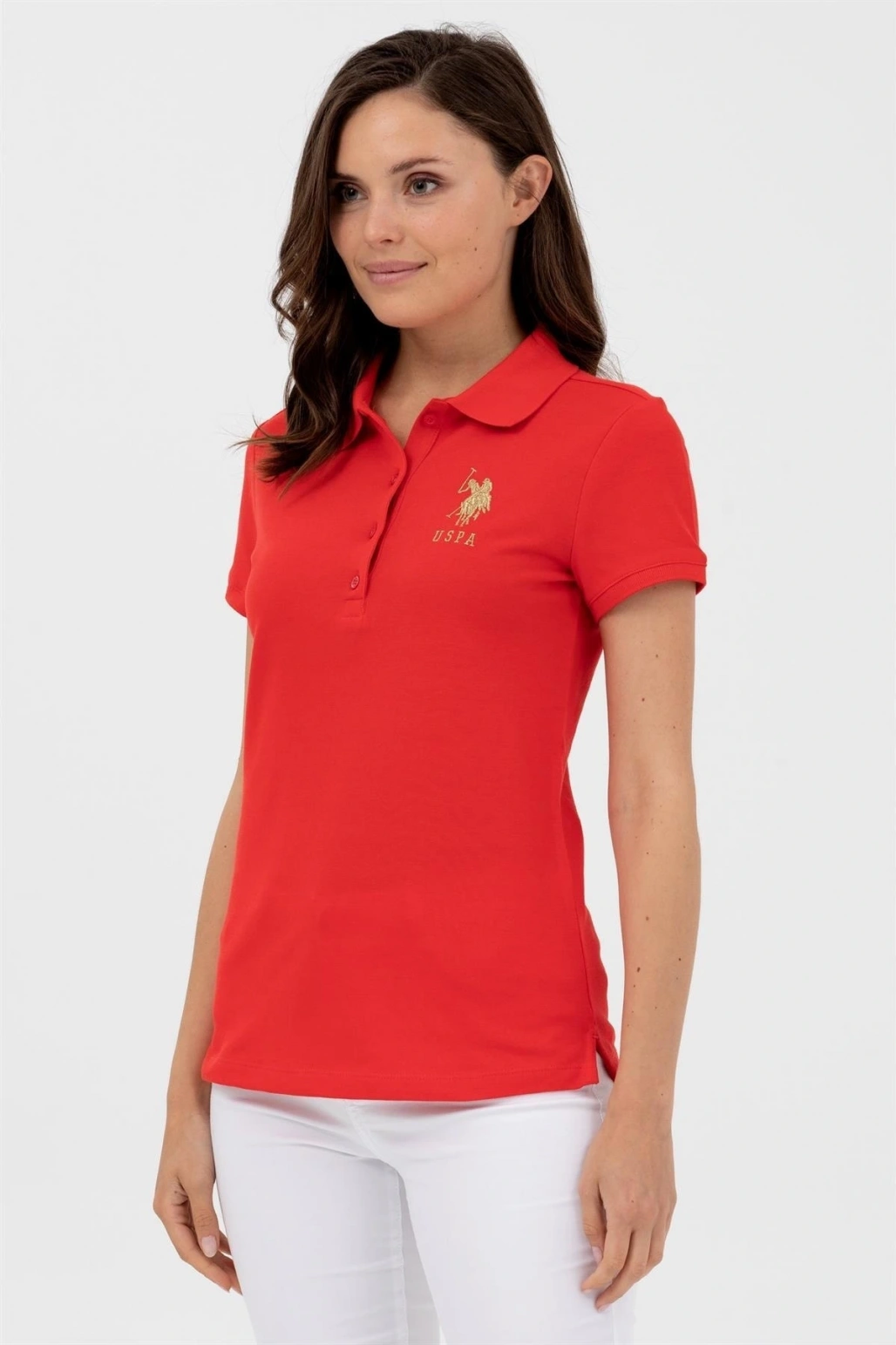 Kadın Polo Yaka Armalı T-shirt 1567889 Kırmızı