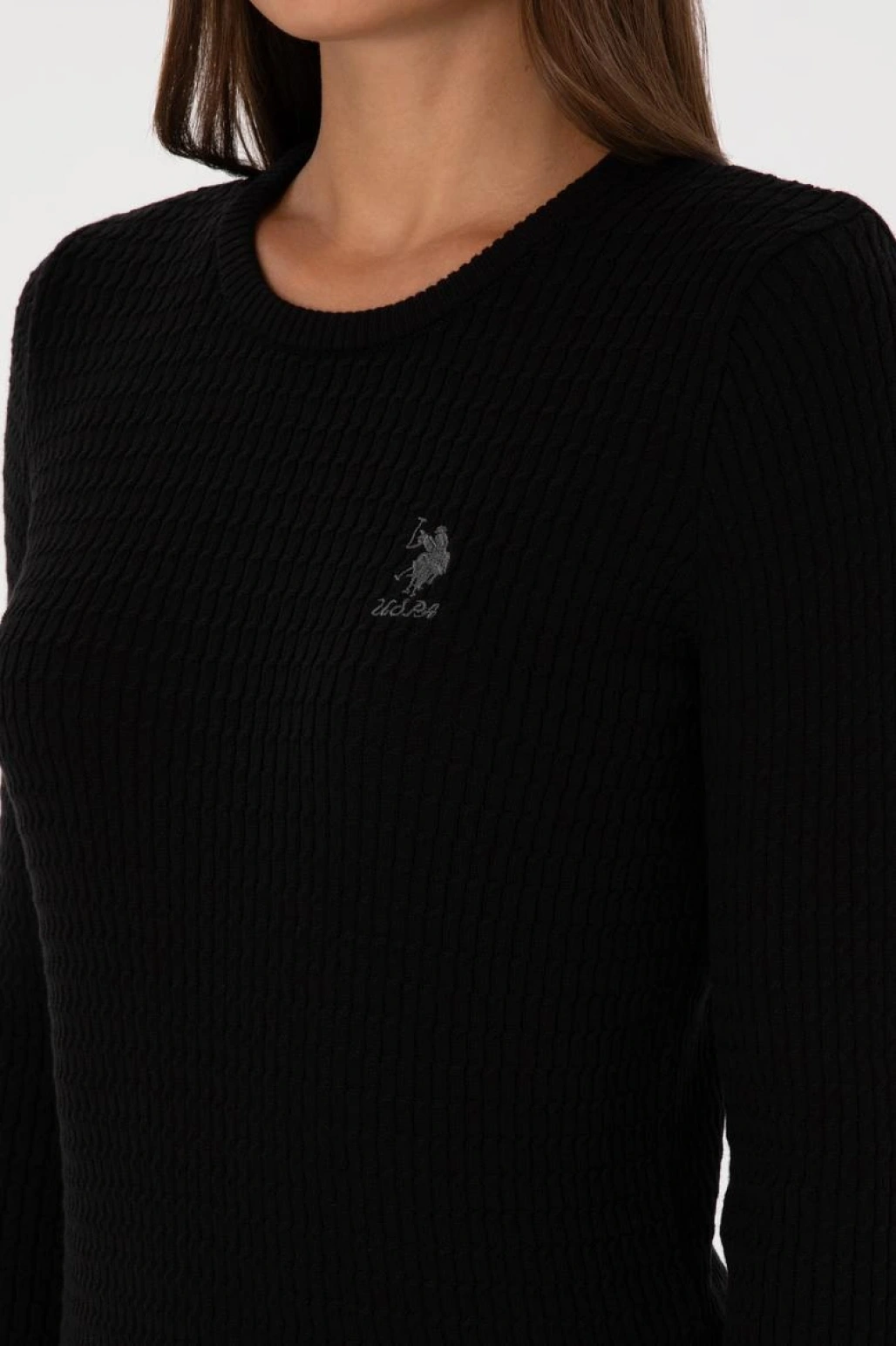 Kadın Siyah Bisiklet Yaka Basic Kazak