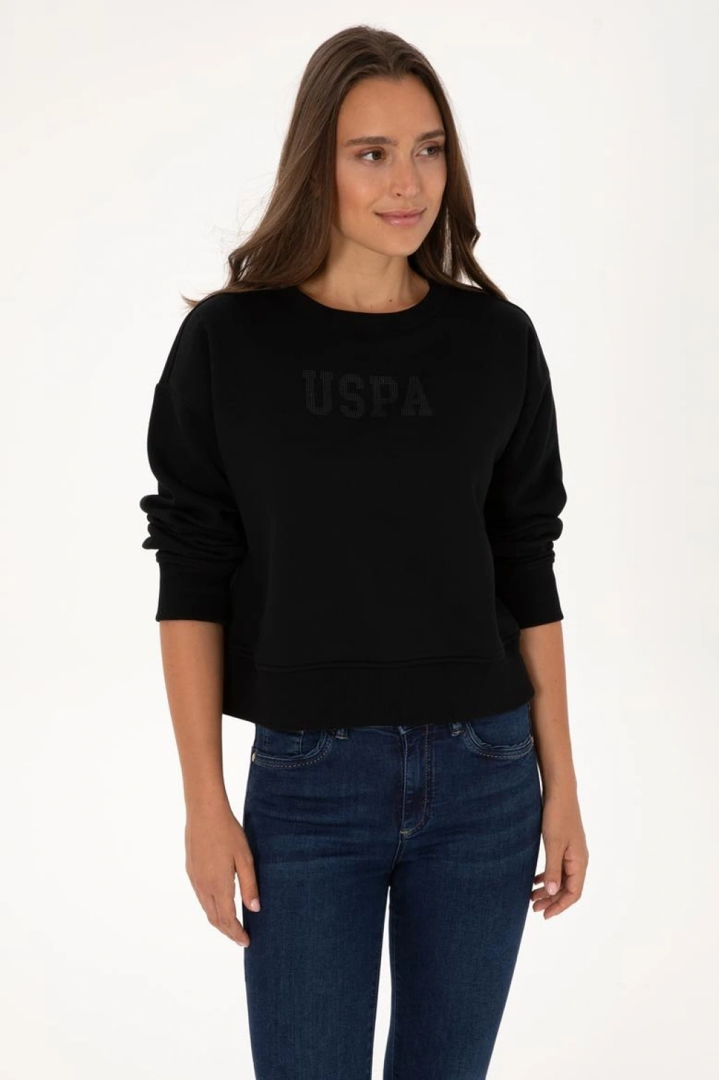 Kadın Siyah Bisiklet Yaka Basic Sweatshirt