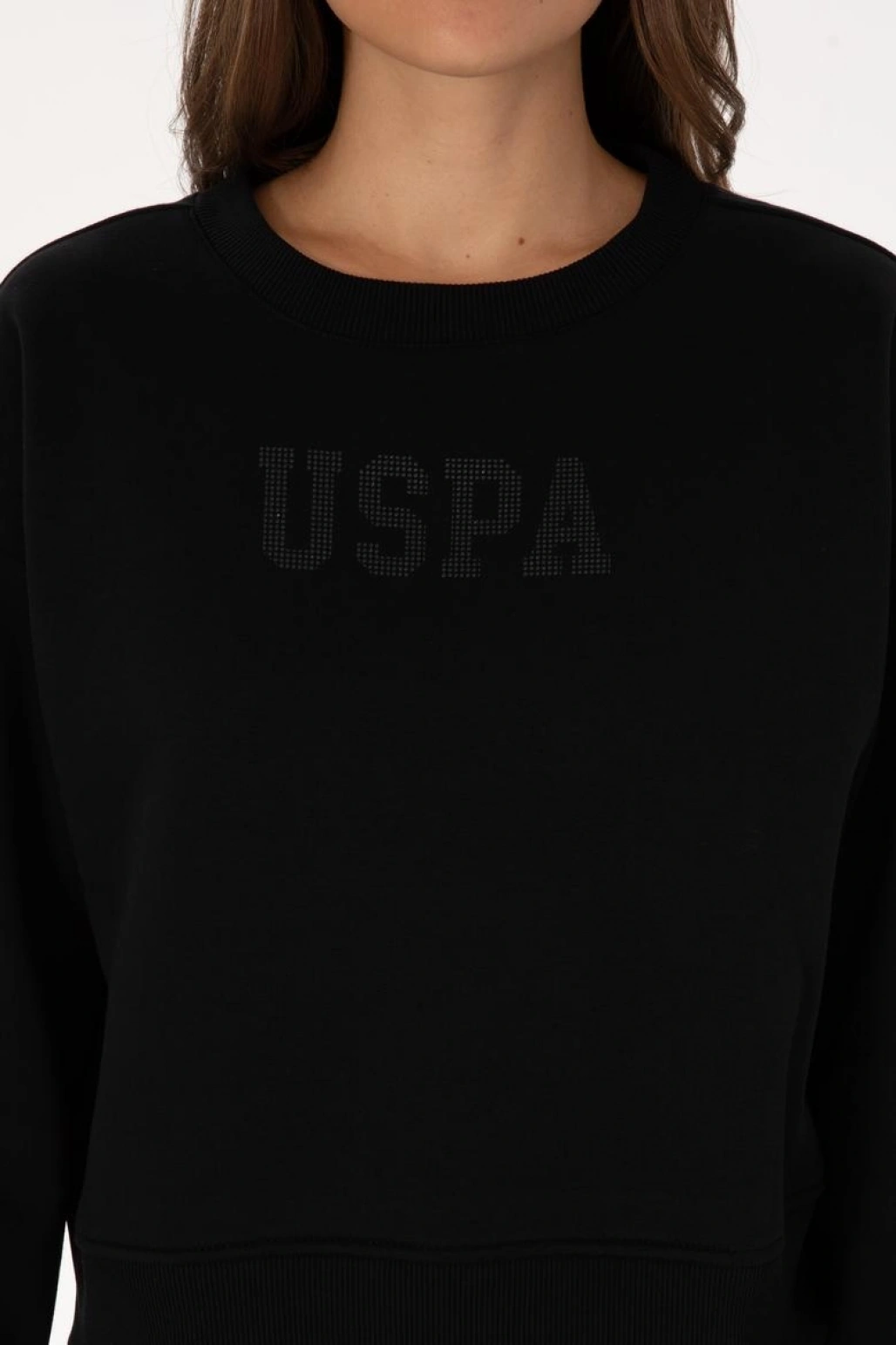 Kadın Siyah Bisiklet Yaka Basic Sweatshirt