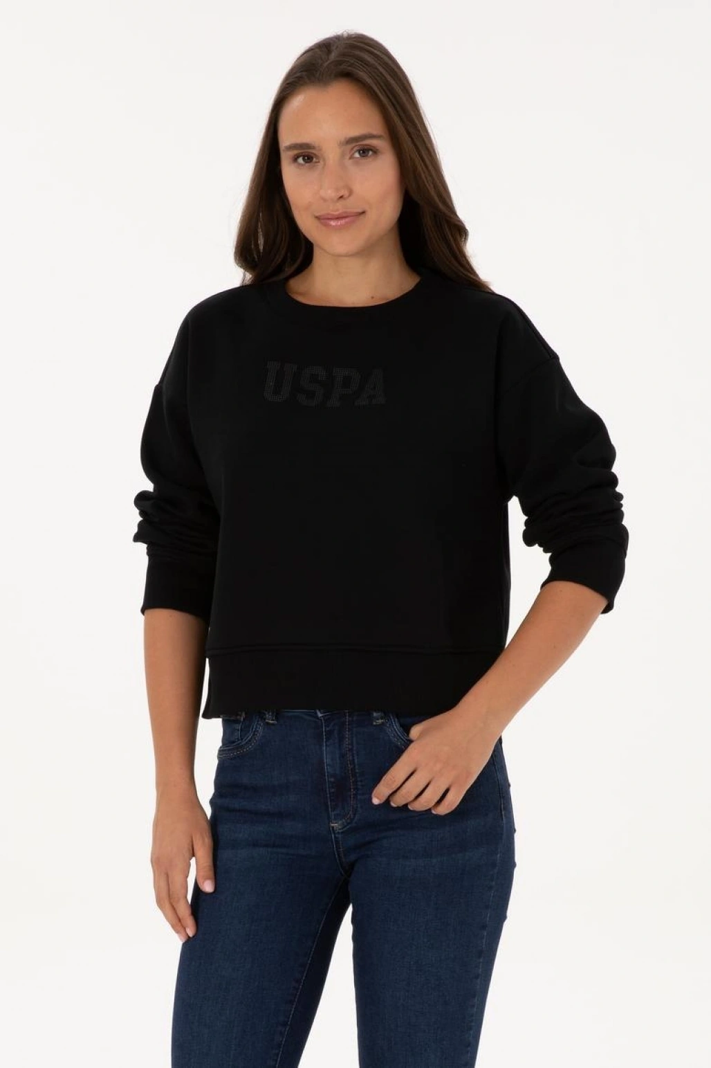 Kadın Siyah Bisiklet Yaka Basic Sweatshirt