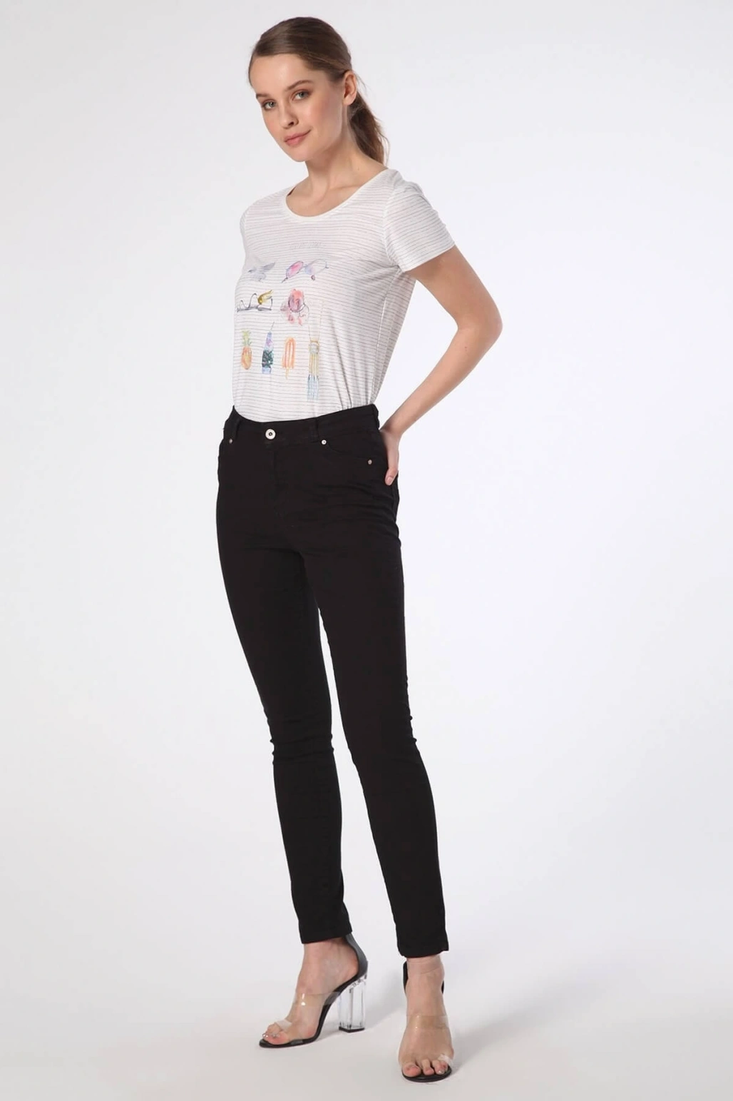 Kadın Siyah Cep Detaylı Pantolon  8B0301B1