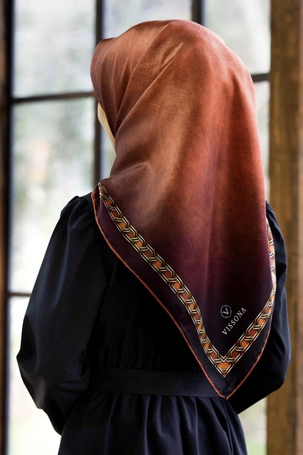 Kadın Twill Ipek Eşarp Taba