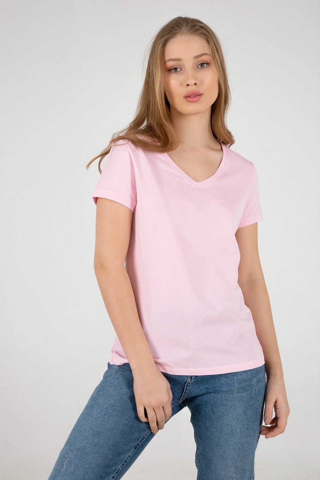 Kadın V Yaka Tshirt