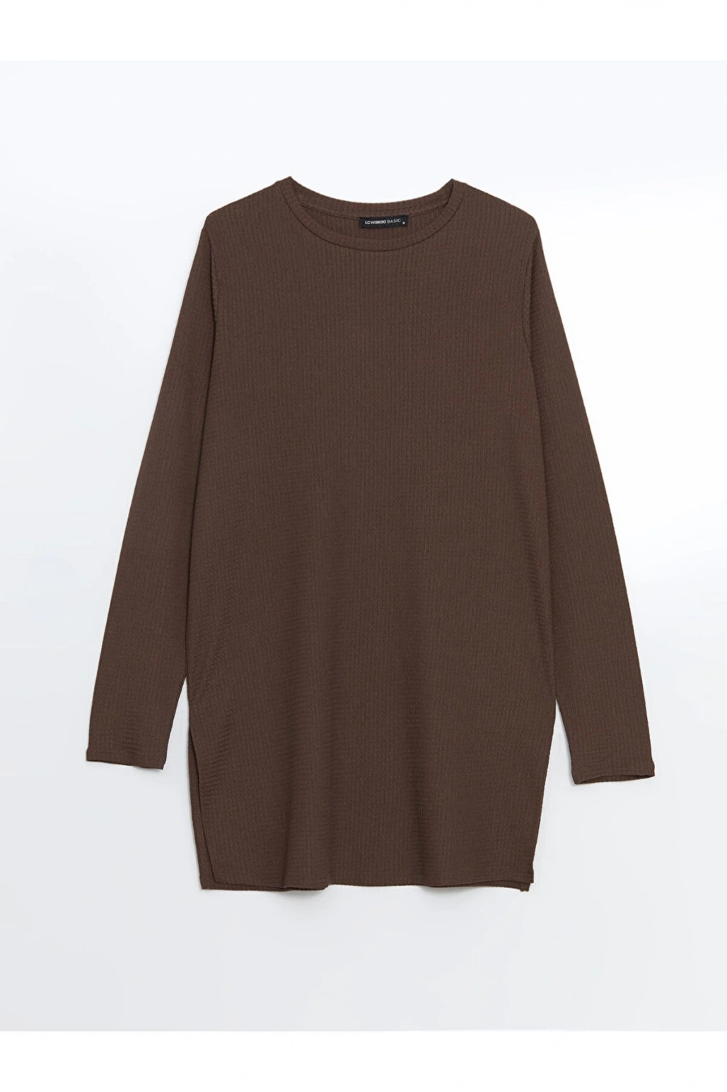 Kahverengi Bisiklet Yaka Dokulu Kadın Tunik