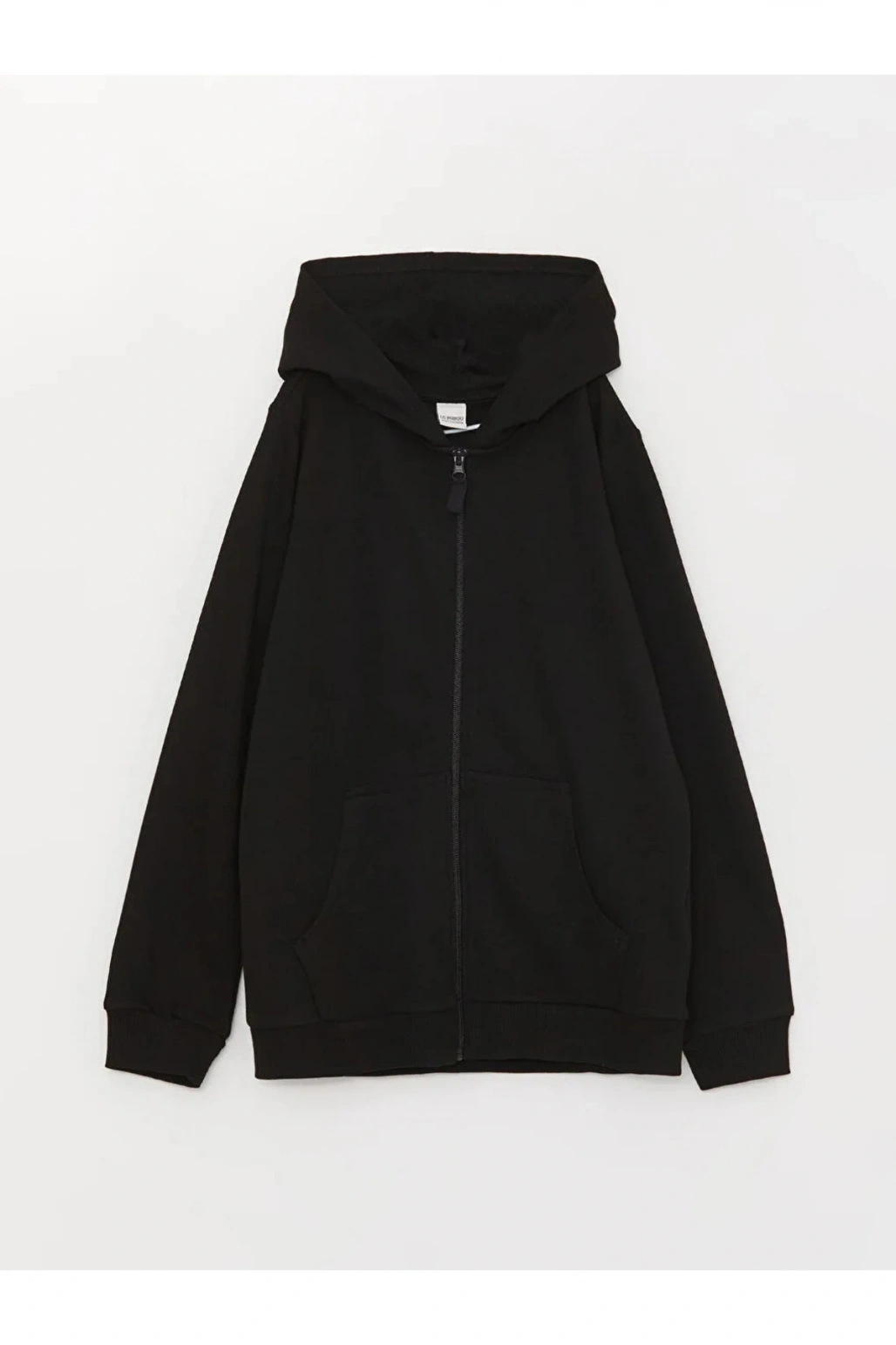 Kapüşonlu Basic Uzun Kollu Kız Çocuk Fermuarlı Sweatshirt