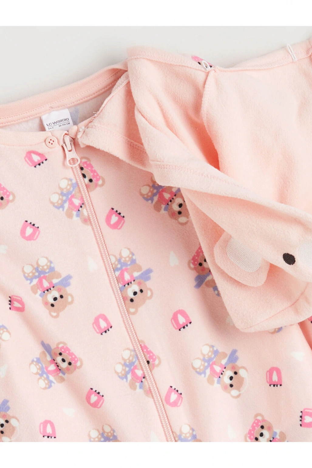 Kapüşonlu Desenli Polar Kız Çocuk Uyku Tulumu (W5)