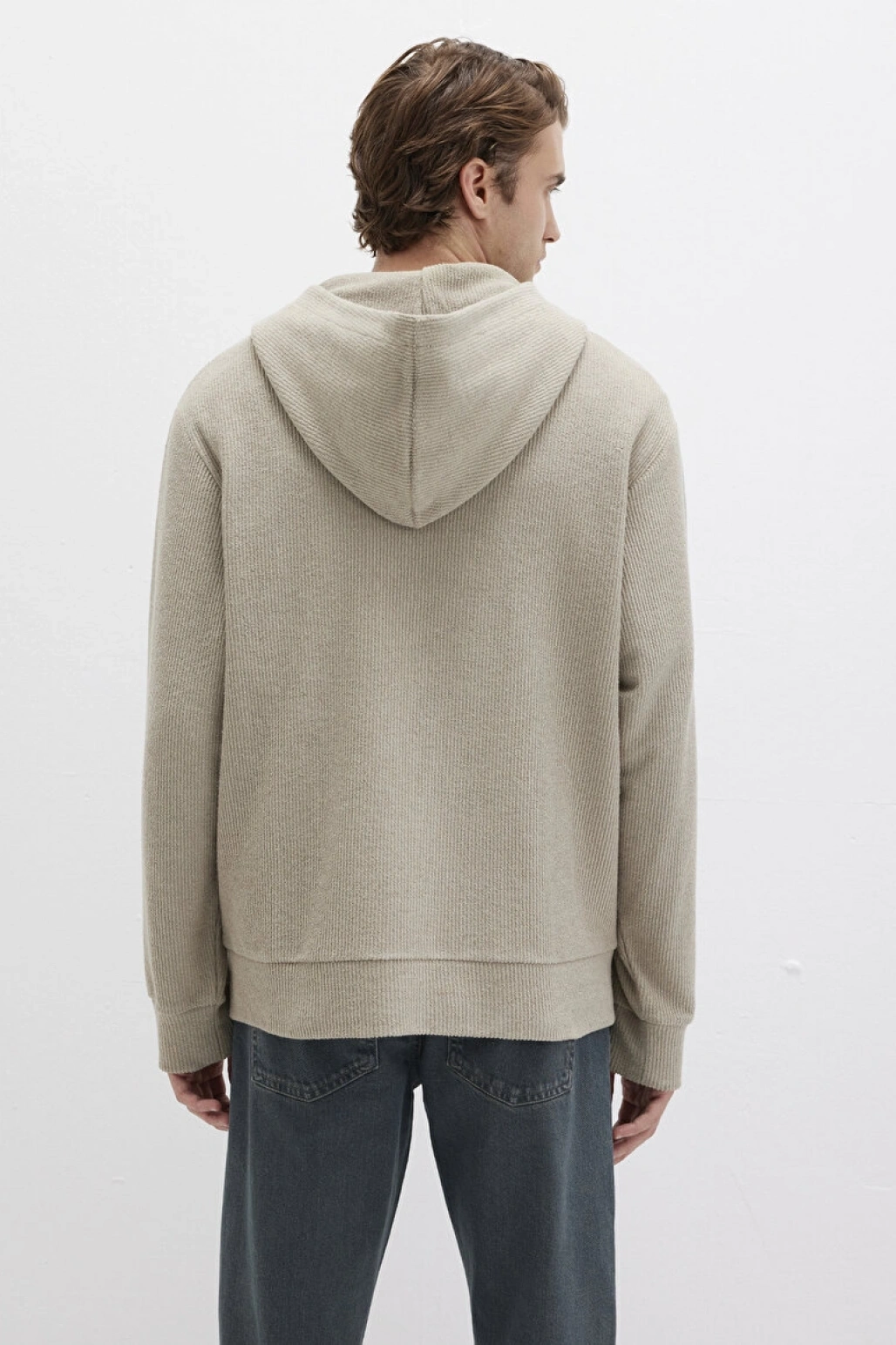 Kapüşonlu Fermuarlı Bej Sweatshirt