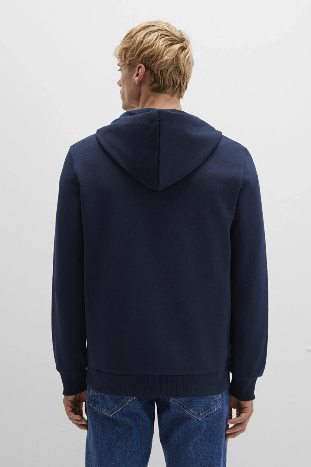 Kapüşonlu Fermuarlı Lacivert Sweatshirt