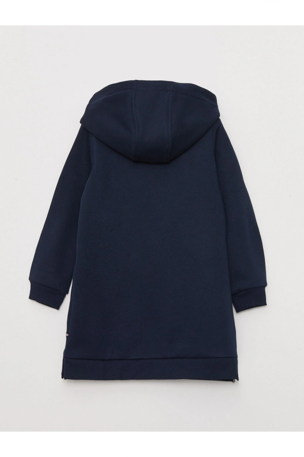 Kapüşonlu Nakışlı Uzun Kollu Kız Çocuk Elbise