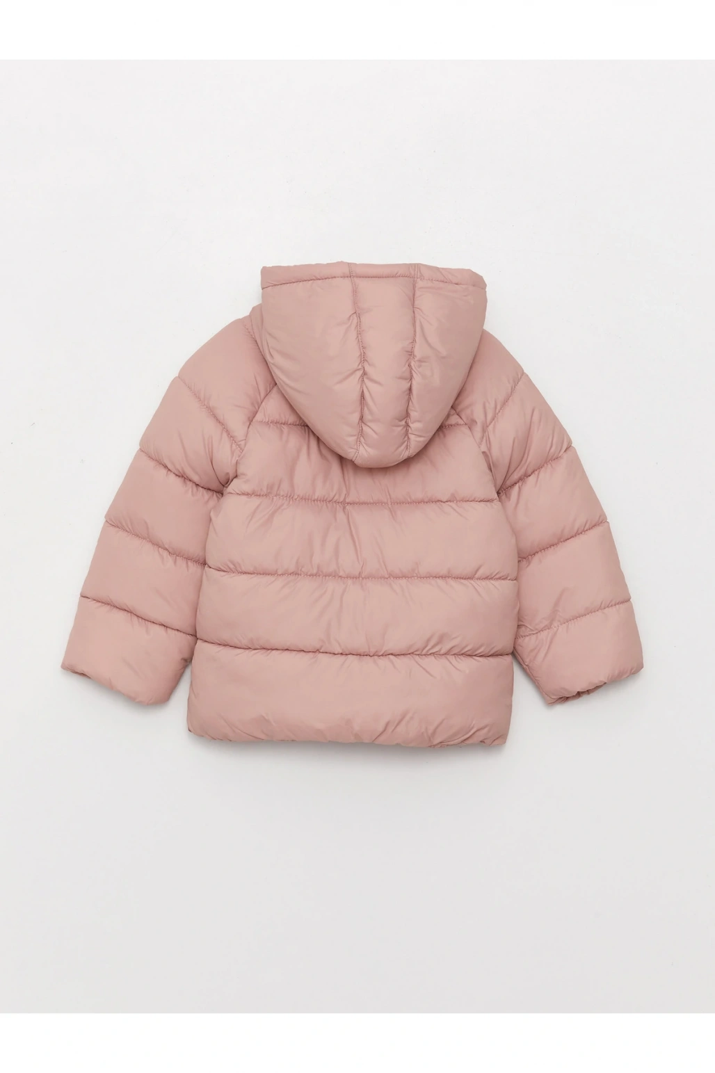 Kapüşonlu Uzun Kollu Basic Kız Bebek Fermuarlı Şişme Mont