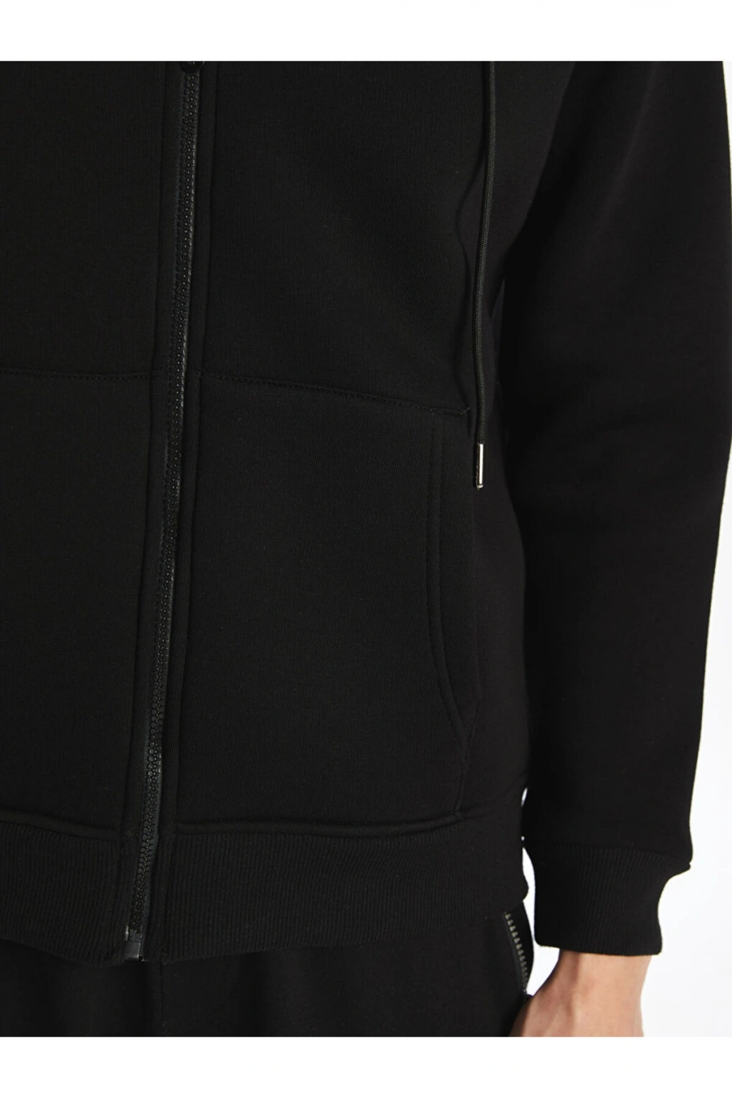 Kapusonlu Uzun Kollu Erkek Fermuarli Sweatshirt - W4LV28Z8