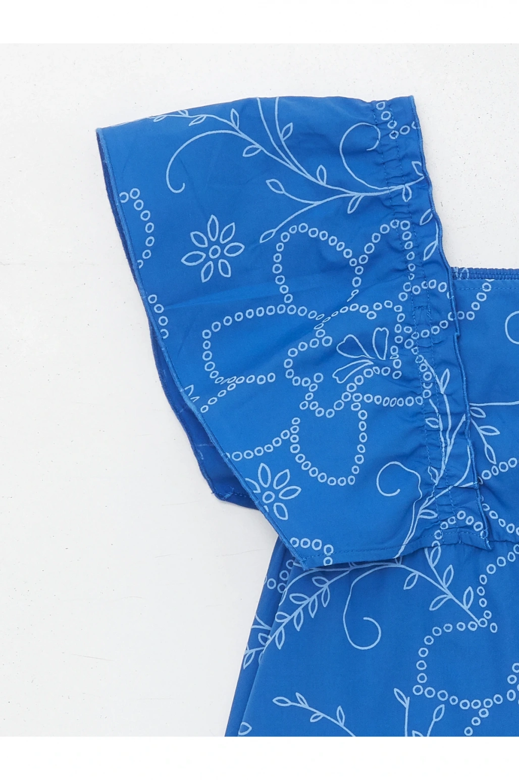 Kare Yaka Çiçekli Kız Çocuk Bluz