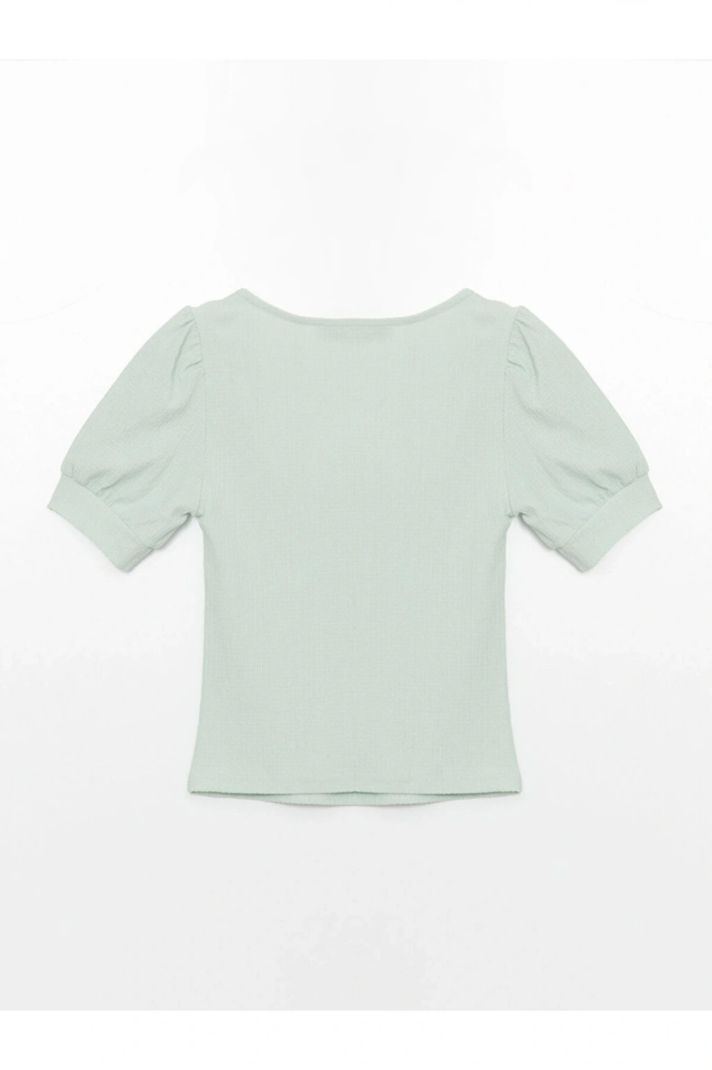 Kare Yaka Düz Kısa Kollu Kadın Bluz