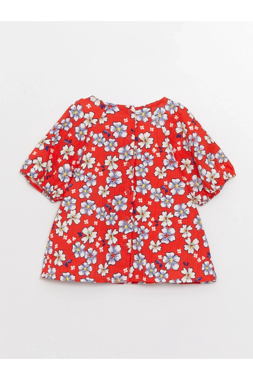 Kare Yaka Kısa Kollu Desenli Kız Bebek Bluz Ve Pantolon 2li Takım