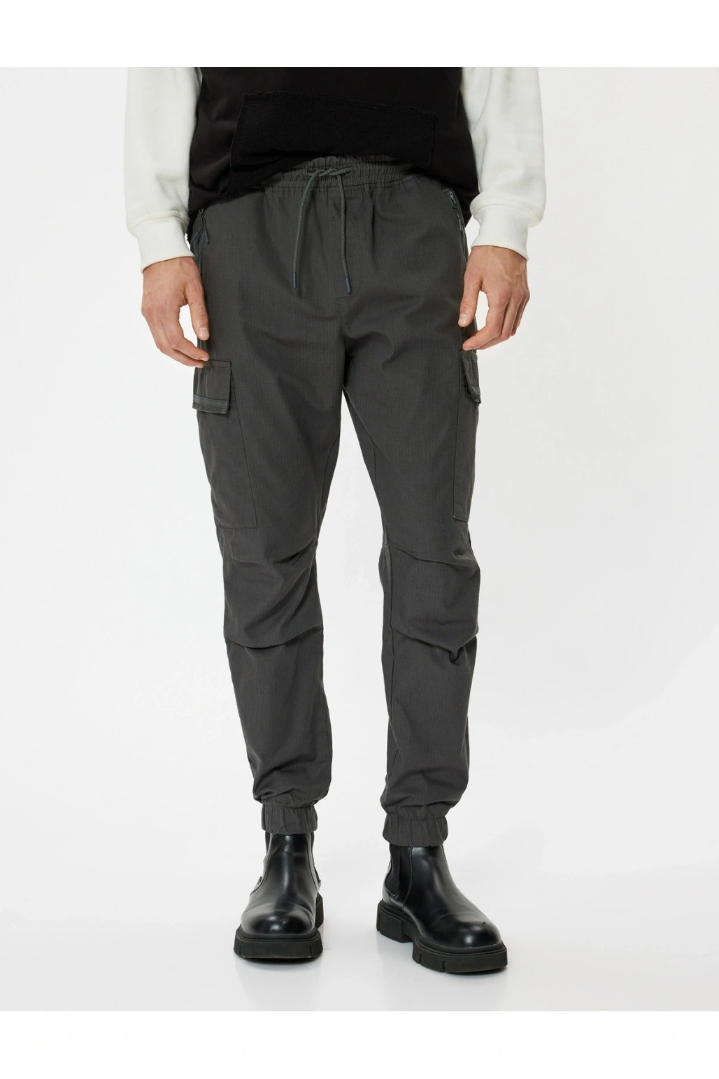 Kargo Jogger Pantolon Beli Bağcıklı Cep Detaylı Pamuklu