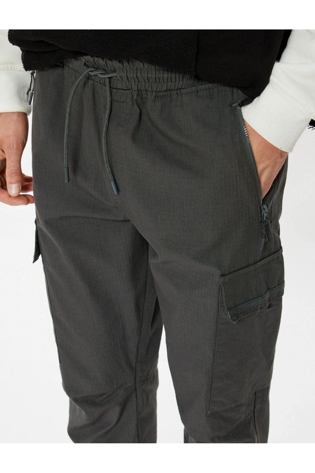 Kargo Jogger Pantolon Beli Bağcıklı Cep Detaylı Pamuklu