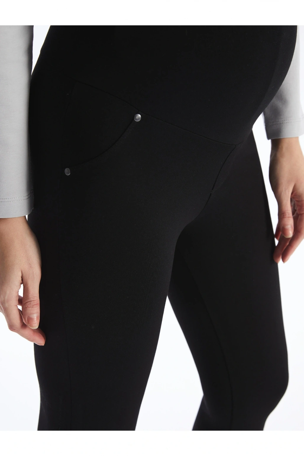 Karın Panelli Beli Lastikli Düz Hamile Tayt