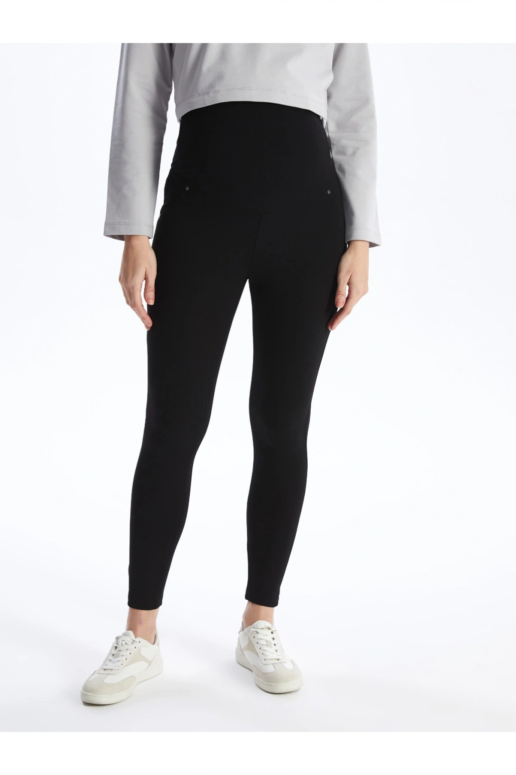 Karın Panelli Beli Lastikli Düz Hamile Tayt