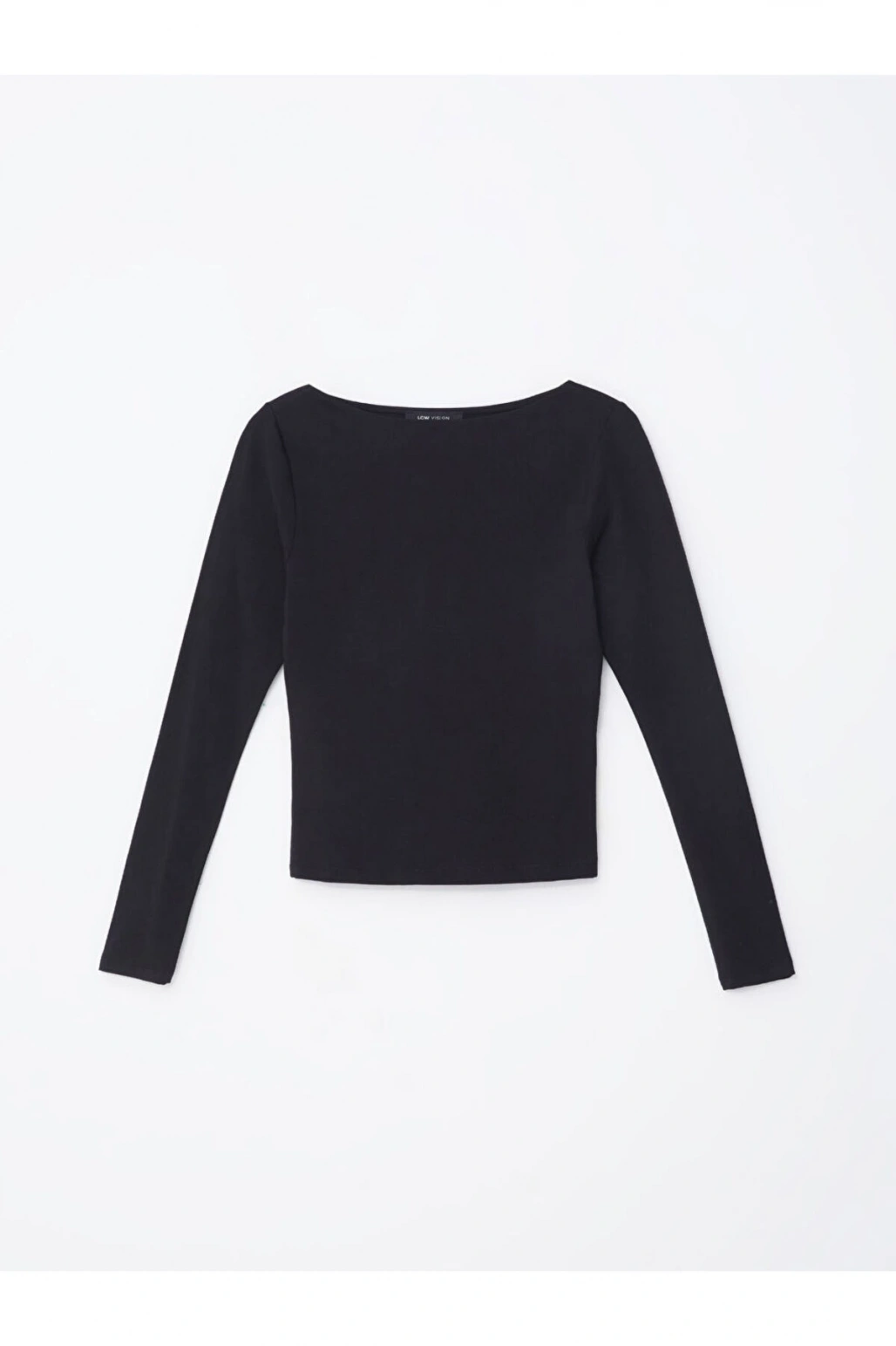 Kayık Yaka Düz Uzun Kollu Kadın Body