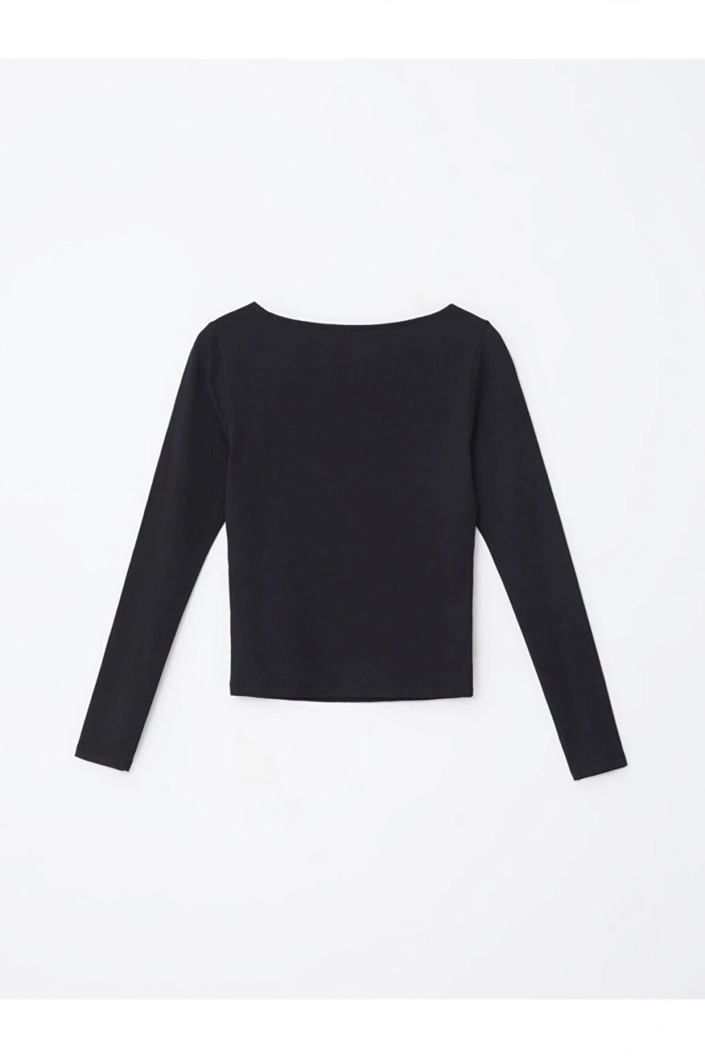 Kayık Yaka Düz Uzun Kollu Kadın Body