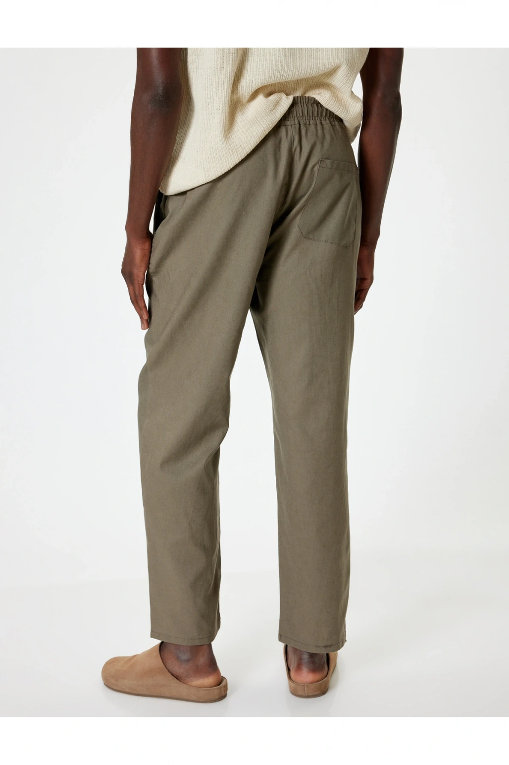 Keten Pantolon Beli Lastikli Cep Detaylı