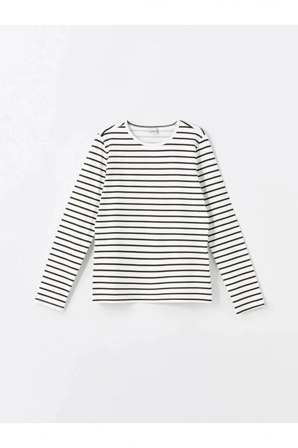 Kırmızı Baskılı Bisiklet Yaka Çizgili Uzun Kollu Kız Çocuk Tişört daymark