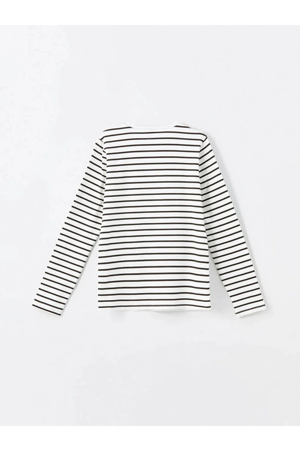 Kırmızı Baskılı Bisiklet Yaka Çizgili Uzun Kollu Kız Çocuk Tişört daymark