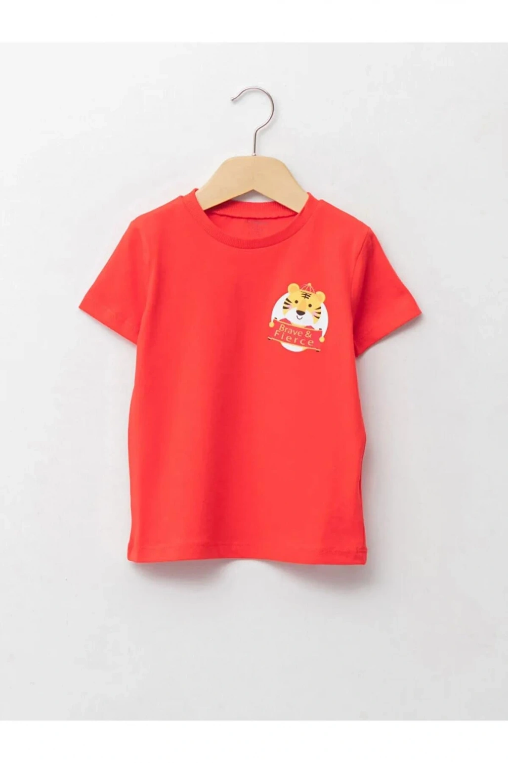 Kırmızı Bisiklet Yaka Kısa Kollu Baskılı Erkek Bebek Tişört