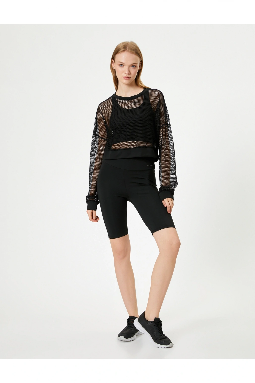 Kısa Bisikletçi Taytı Reflektör Baskı Detaylı Yüksek Bel