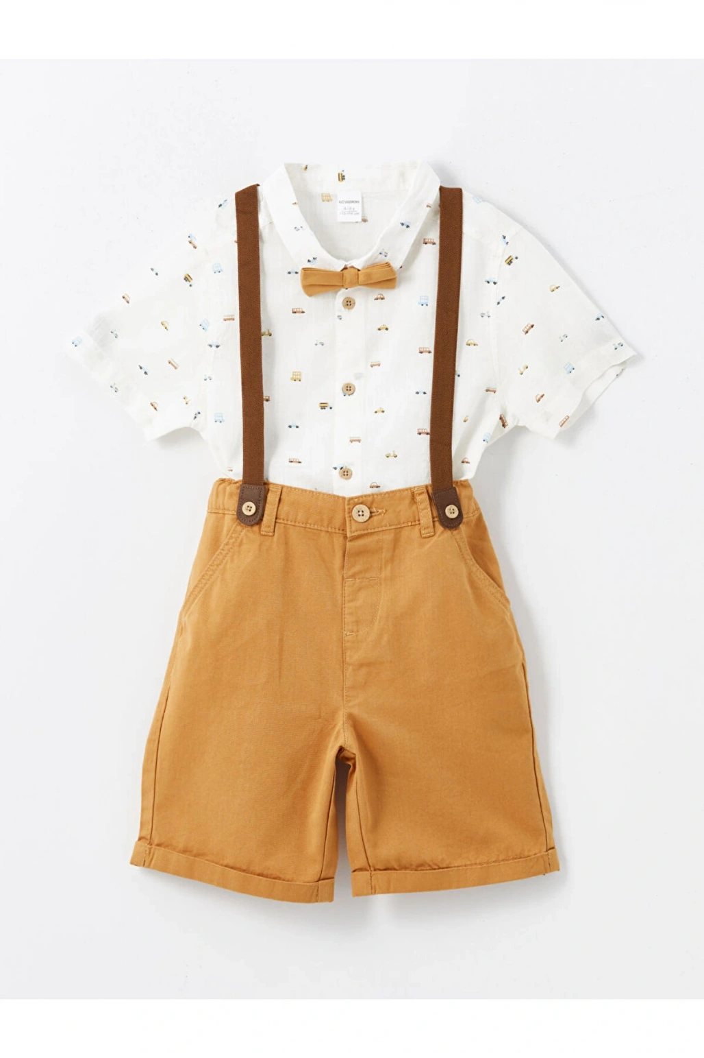 Kısa Kollu Baskılı Erkek Bebek Gömlek ve Şort 2li Takım