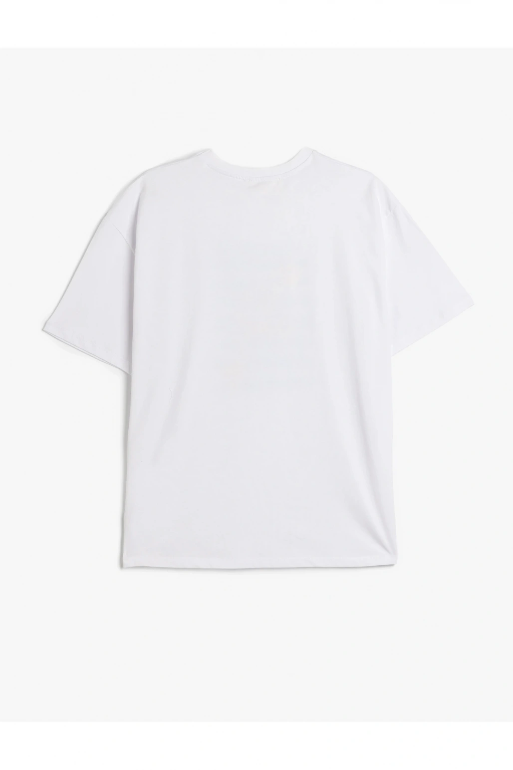 Kısa Kollu Bisiklet Yaka Pamuklu Yengeç ve Limon Baskılı Oversize Kadın Tişört