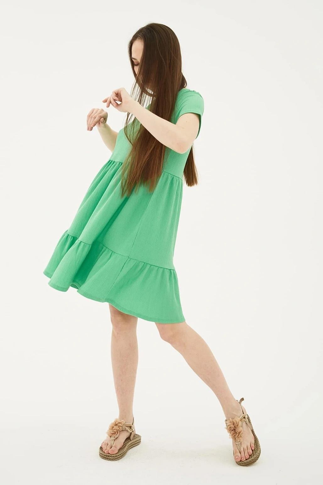 Kısa Kollu Elbise Yeşil