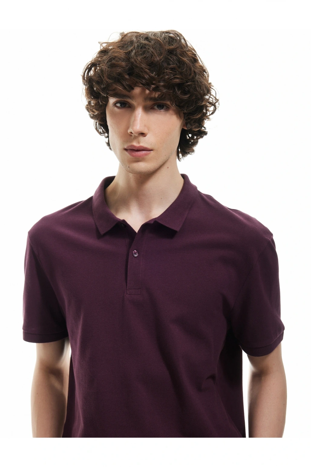 Kısa Kollu Pamuklu Pike Kumaş Polo Yaka Slim Fit Tişört