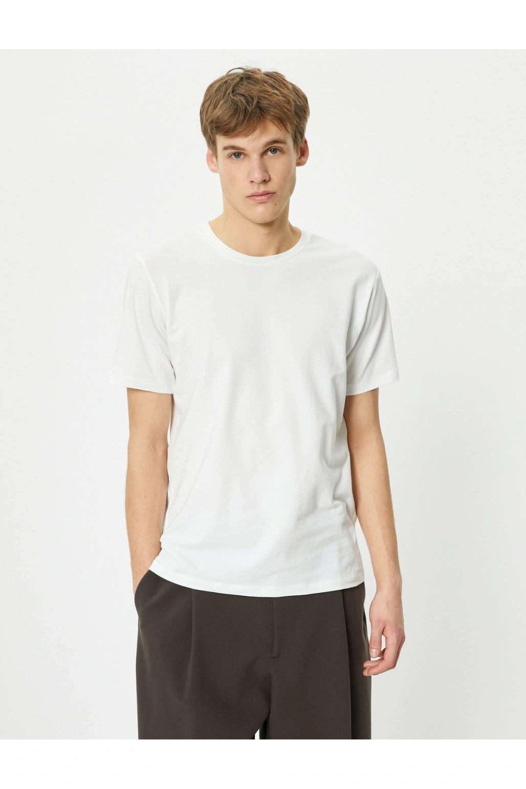 Kısa Kollu Tişört Uzun Kalça Boy Esnek Kumaş Slim Fit Pamuklu