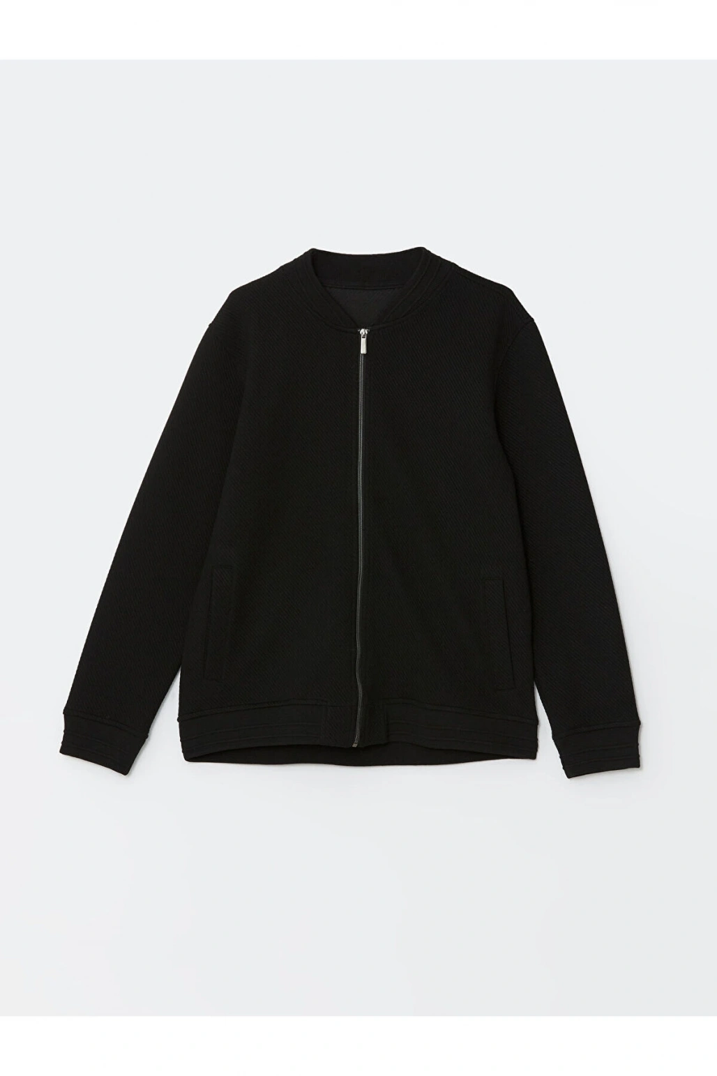 Kolej Yaka Uzun Kollu Erkek Fermuarlı Sweatshirt