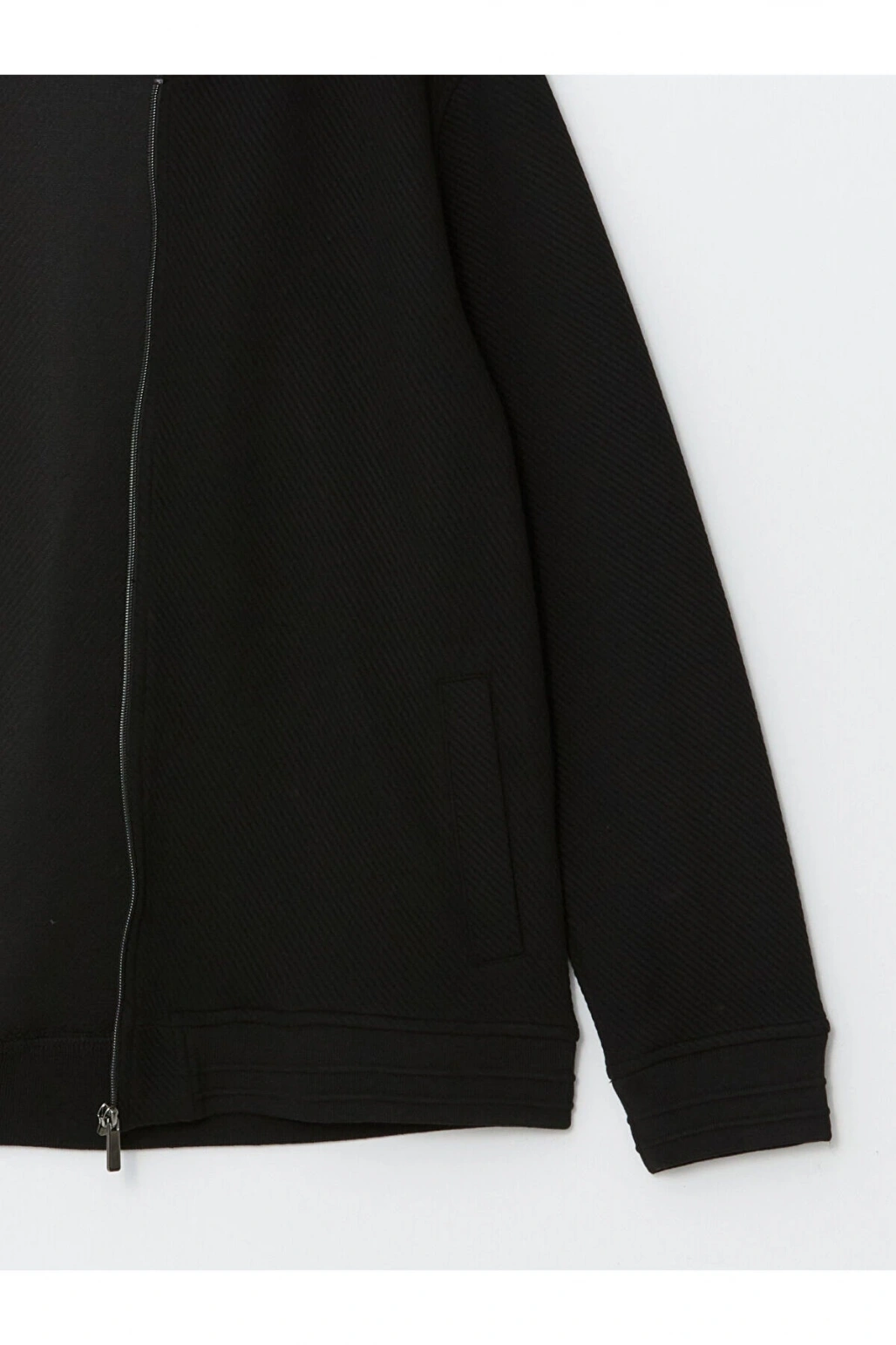 Kolej Yaka Uzun Kollu Erkek Fermuarlı Sweatshirt