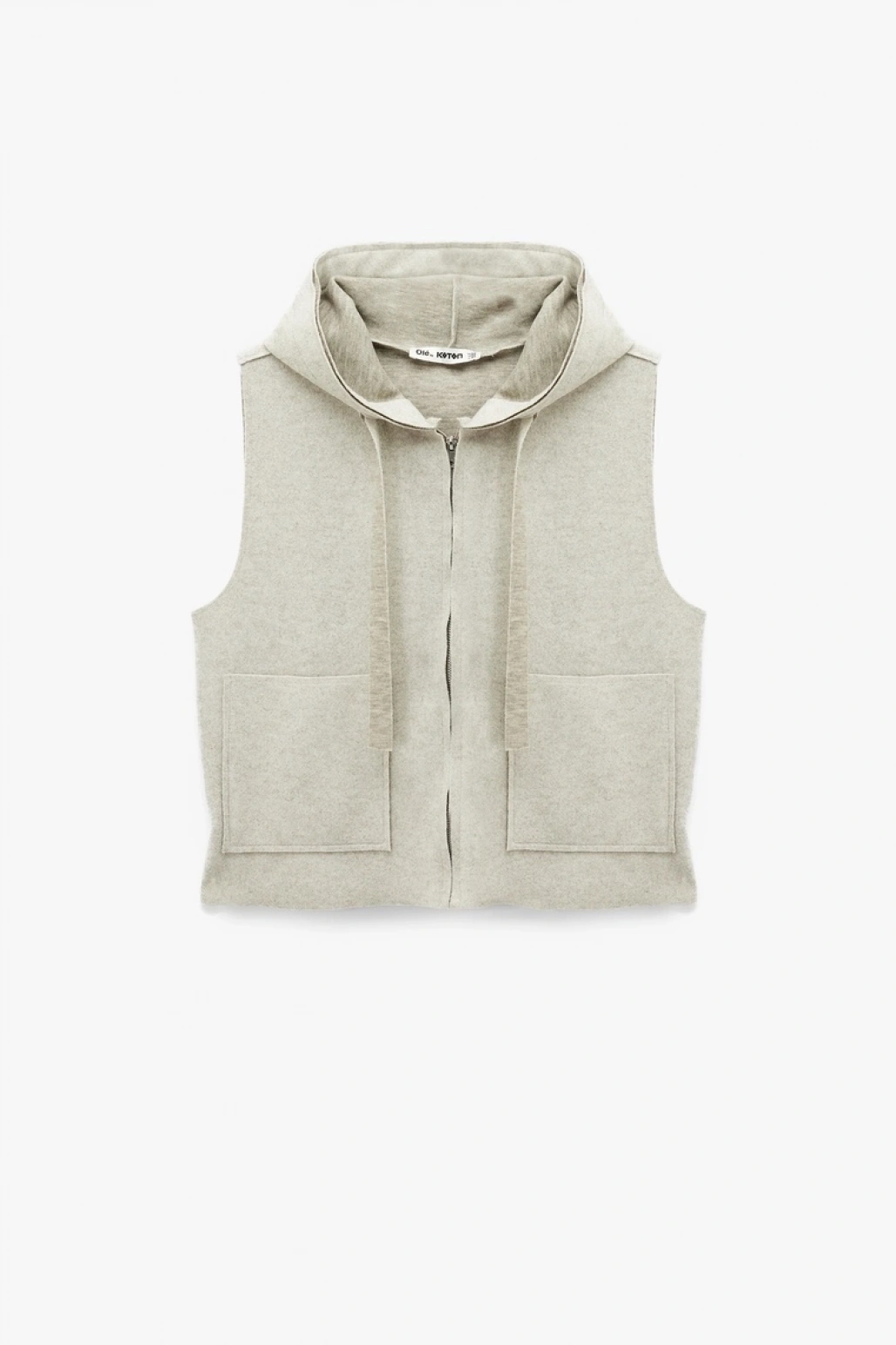 Kolsuz Kapüşonlu Fermuarlı Cep Detaylı Yelek