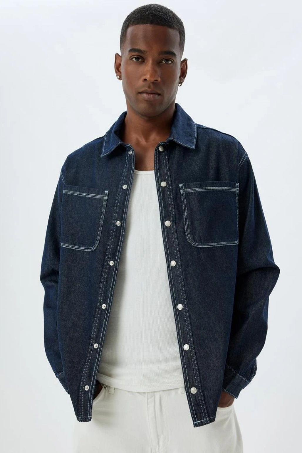 Kot Gömlek Ceket Oversize Cep Detaylı Pamuklu