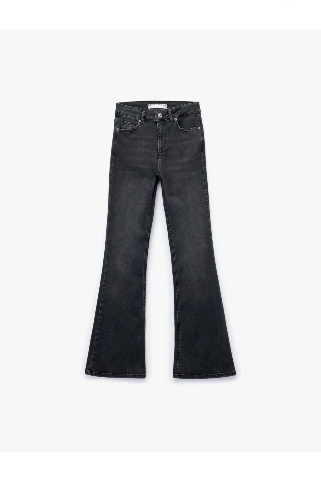 Koton Dar Kesim Düğmeli Pamuklu İspanyol Paça Jean Pantolon - Flare Jeans