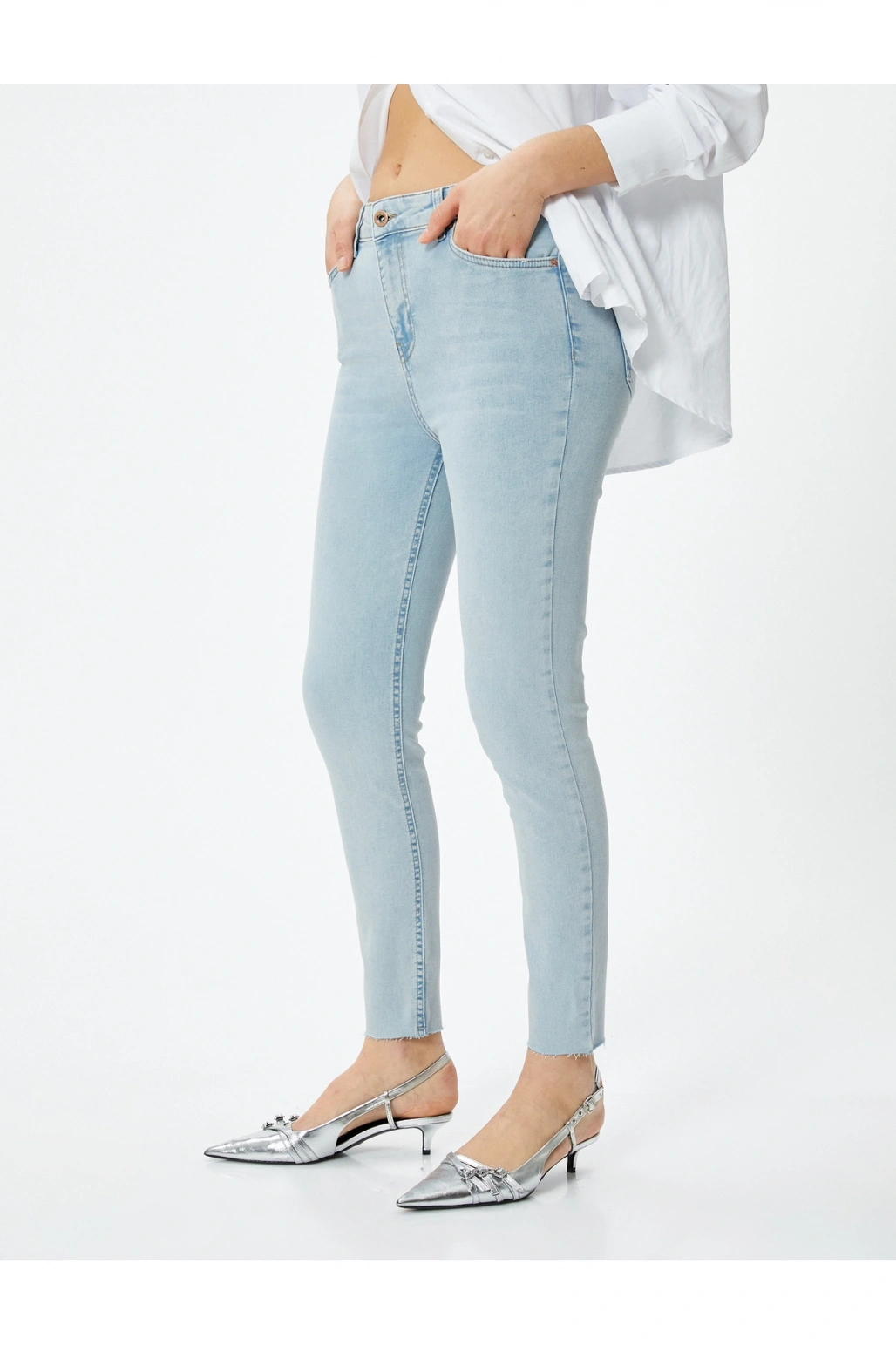 Koton Dar Kesim Yüksek Bel Kot Pantolon Esnek Cepli Pamuklu - Carmen Skinny Jeans